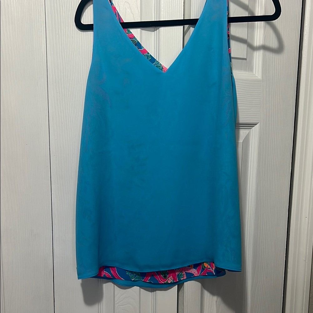 Lilly Pulitzer Blue and Pink Sleeveless Tank Top - Picture 2 of 2